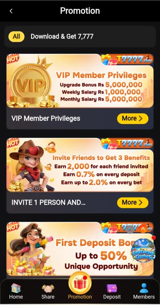 T7777 Game Rewards